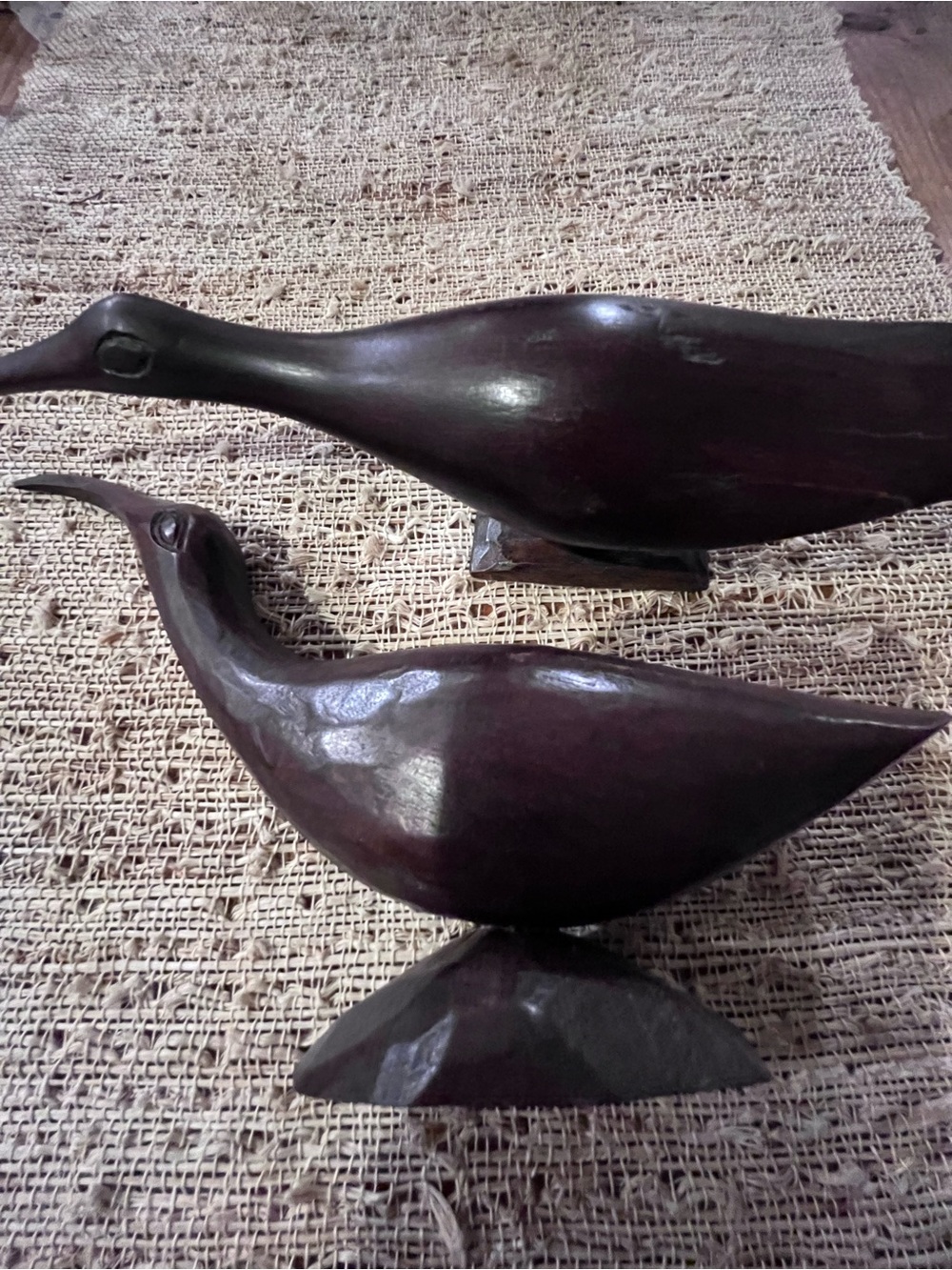 Vintage Hand-Carved Wooden Sandpiper Shore Bird Sculptures
